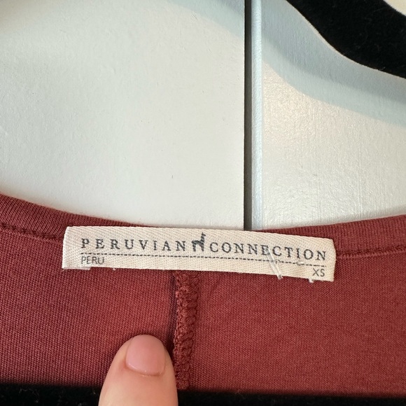 Peruvian Connection Asymmetrical Hem Tunic Top Rust (Size XS) - Picture 3 of 6
